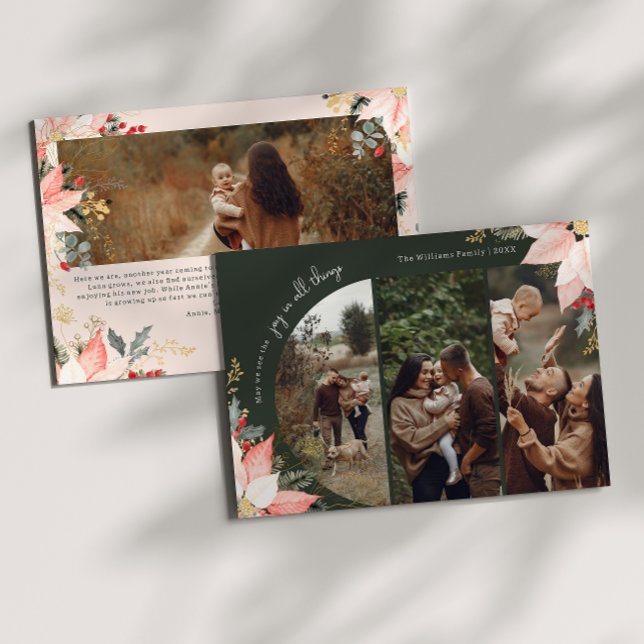 Cartão De Festividades Arco Floral De Inverno Beige Joy Em Todas As Coisa (Criador carregado)