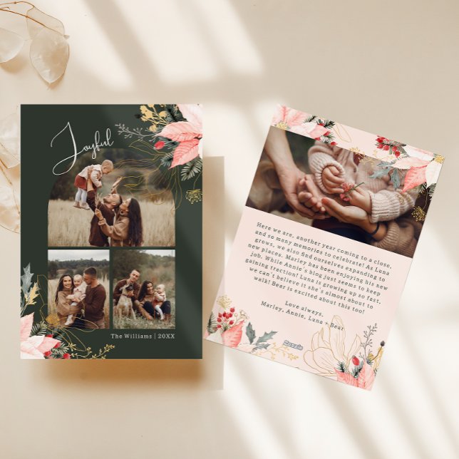 Cartão De Festividades Arco Floral de inverno Feliz Quatro Fotografias de (Criador carregado)