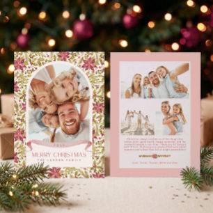 Cartão De Festividades Arco Floral Poinsettia Grandmillennial para 4 Foto