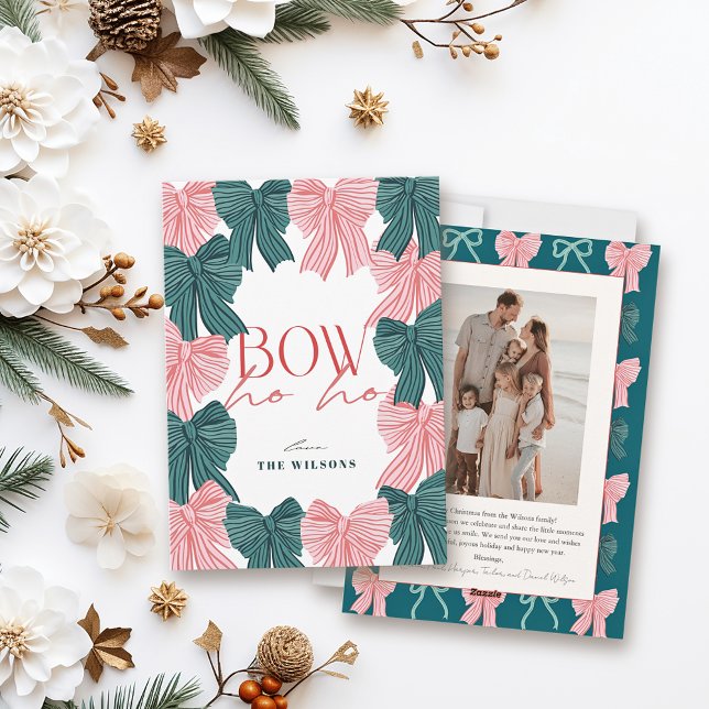 Cartão De Festividades Arco Ho Ho Red & Green Arco Foto Natal (Criador carregado)