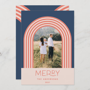 Cartão De Festividades Arco-íris 1 fotografia Natal com faixa cor-de-rosa