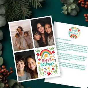 Cartão De Festividades Arco-Íris - Letra 3 FOTO PERSONALIZADA desenhada m