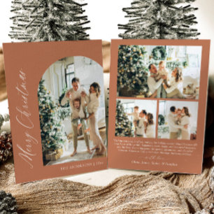Cartão De Festividades Arco Minimalista de Terracota Foto Feliz Natal