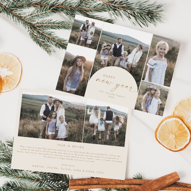 Cartão De Festividades Arco Moderno | Anos novos da família Cream Multi P (Criador carregado)