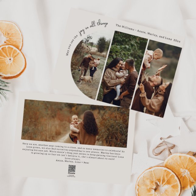 Cartão De Festividades Arco Moderno Beige Joy Em Todas As Coisas 4 Foto (Criador carregado)