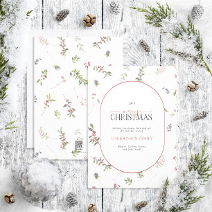 Cartão De Festividades Arco Moderno Calmo Berry de inverno Feliz Natal Ho