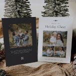 Cartão De Festividades Arco moderno | Foto mínima simples 3<br><div class="desc">Compartilhe cartões de natal com esses Cartões de foto de Natal doces e simples com um layout minimalista, uma mensagem personalizável e sotaque festivo de arco. Adicione três fotos favoritas (um cenário e dois quadrados) e personalize sua assinatura de cartões de natal e de família (mostrada com "Desejo que viva...</div>