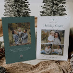 Cartão De Festividades Arco moderno | Foto mínima simples 3<br><div class="desc">Compartilhe cartões de natal com esses Cartões de foto de Natal doces e simples, com um layout minimalista, uma mensagem personalizável e sotaques verdes esfestivos. Adicione três fotos favoritas (um cenário e dois quadrados) e personalize sua assinatura de cartões de natal e de família (mostrada com "Desejo que viva o...</div>