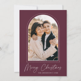 Cartão De Festividades Arco Nevado Vinho Feliz Natal Foto