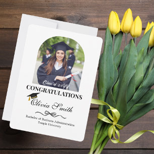Cartão De Festividades Arco Personalizado de Formatura Foto de Graduado, 