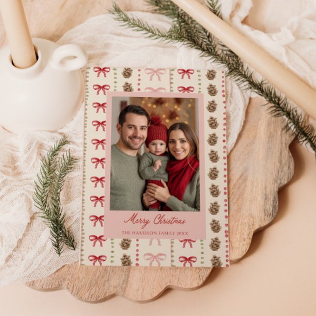 Cartão De Festividades Arco Pinecone - Foto de Natal Padrão (Criador carregado)