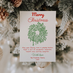 Cartão De Festividades Arco Retro Vermelho Frota Não Fotográfica Natal