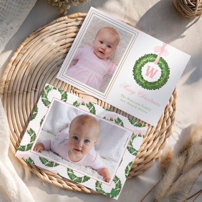 Cartão De Festividades Arco rosa Cinza Verruga Monograma (Criador carregado)