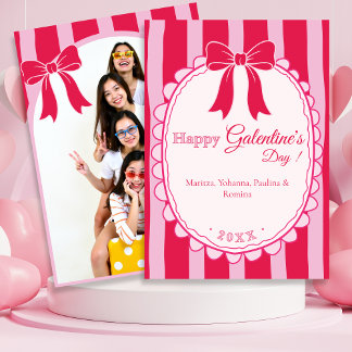 Cartão De Festividades Arco Rosa Galentine's Day com Foto Personalizada