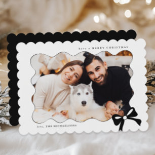 Cartão De Festividades Arco Simples de Natal - Foto Preta e Branca