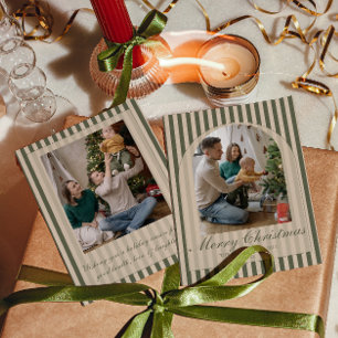 Cartão De Festividades Arco Verde Creme Tiras de Dinheiro Antigo Natal