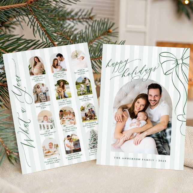Cartão De Festividades Arco Verde Que Ano Revisão Colagem de Fotos Mensal (Criador carregado)