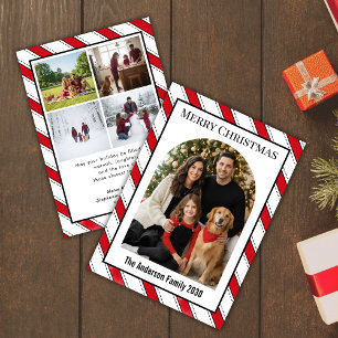 Cartão De Festividades Arco Verde Vermelho de Natal 5 Foto Personalizada 