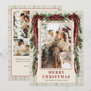 Cartão De Festividades Arco Vermelho Boho de Natal em Veludo Funky para 4