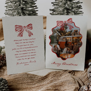 Cartão De Festividades Arco Vermelho Clássico Moldura Elegante Foto Natal