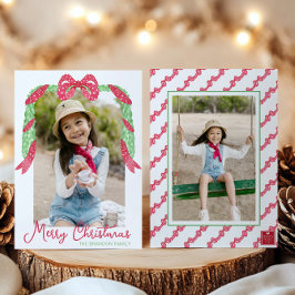 Cartão De Festividades Arco Vermelho de Bolinhas Aquarela Foto de Natal S