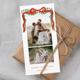 Cartão De Festividades Arco Vermelho Elegante com Verdura 2 Foto Natal