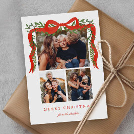 Cartão De Festividades Arco Vermelho Elegante com Verdura 3 Foto Natal