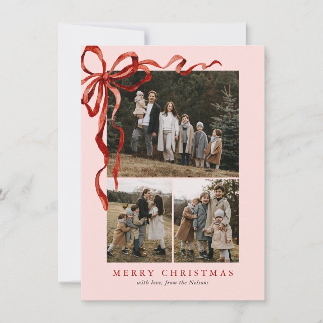 Cartão De Festividades Arco Vermelho Elegante Cor-de-Rosa Elegante Quatro (Frente)