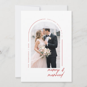 Cartão De Festividades Arco Vermelho Foto Natal Alegre e Casado