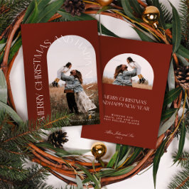Cartão De Festividades Arco Vermelho Mínimo Moderno 2 Foto Feliz Natal H
