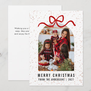 Cartão De Festividades Arco Vermelho Moderno da Foto Faixa de Natal Feliz