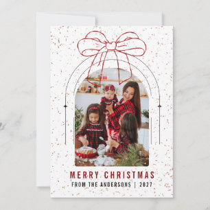 Cartão De Festividades Arco Vermelho Moderno da Foto Faixa de Natal Feliz