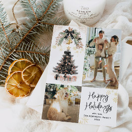 Cartão De Festividades Arcos Dourados e negros elegantes Feriados Felizes