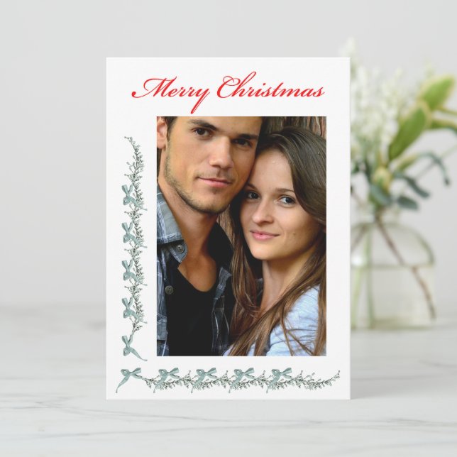 Cartão De Festividades Arcos e Ramalhetes - Foto e mensagem de Natal (Em pé/Frente)
