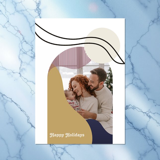 Cartão De Festividades Arcos Geométricos Modernos Boho Foto de Feriado (Boho Modern Arches Geometric Holiday Photo)