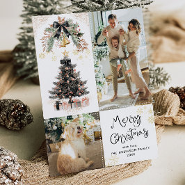 Cartão De Festividades Arcos Negros e Dourados Elegantes Feliz Natal 2 Fo