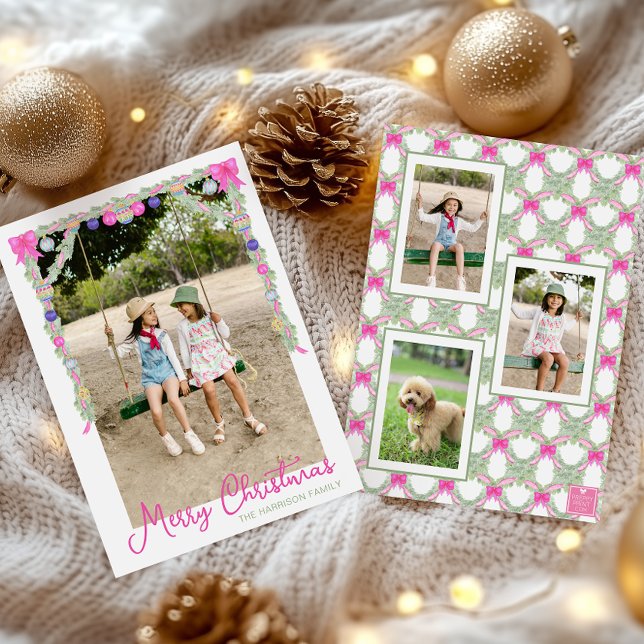 Cartão De Festividades Arcos Quentes de Aquarela Foto de Natal Garland (Criador carregado)