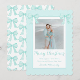 Cartão De Festividades Arcos Verde-Menta Personalizados Foto de Natal