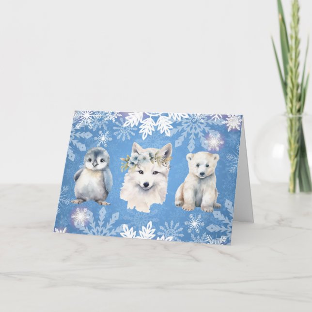 Cartão De Festividades Arctic White Christmas Folded Holiday Card (Frente)