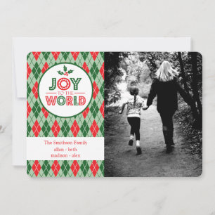 Cartão De Festividades Argyle Joy Para A Imagem Mundial De Natal (Holly)