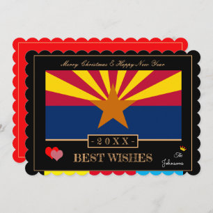Cartão De Festividades Arizona Flag & Happy New Year /Best Wishes USA