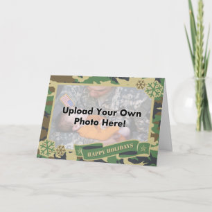 Cartão De Festividades Army Camouflage Photo Template Holiday Card