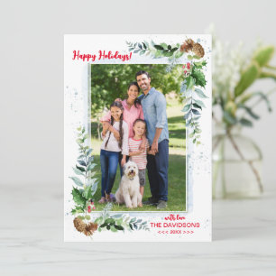 Cartão De Festividades Arranjo de Natal Vermelho Verde Feliz Natal