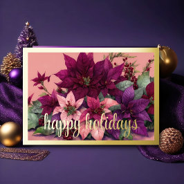 Cartão De Festividades Arranjo de Poinsettia Burgundy Roxo Bege