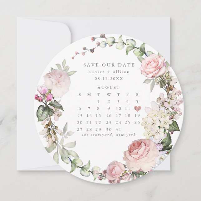 Cartão De Festividades Arredondar Calendário Salvar a Data (Frente)