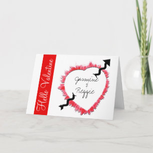 Cartão De Festividades Arrow Pierced Textured Heart Outline Valentine's
