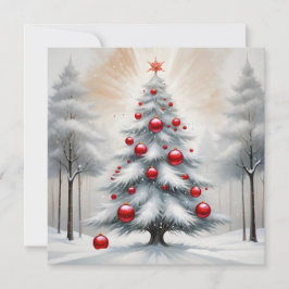 Cartão De Festividades Art Deco Christmas Red Ornaments Winter