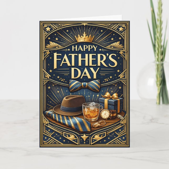Cartão De Festividades Art Deco Gentleman Luxury Fathers Day (Frente)
