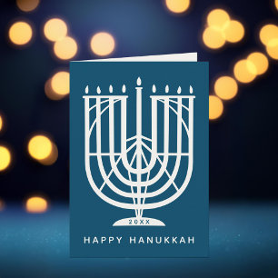 Cartão De Festividades Art Deco Hanukkiah Menorah Happy Hanukkah Holiday