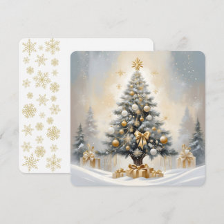 Cartão De Festividades Art Deco Natal Arcos e presentes Dourados e luxuos